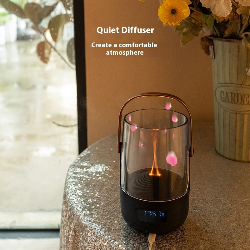 Quiet diffuser on a table with flowers in the background