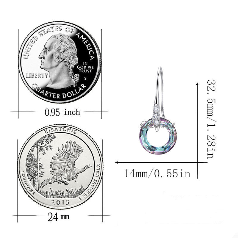 Comparison of a quarter dollar coin and a ring with measurements indicated.