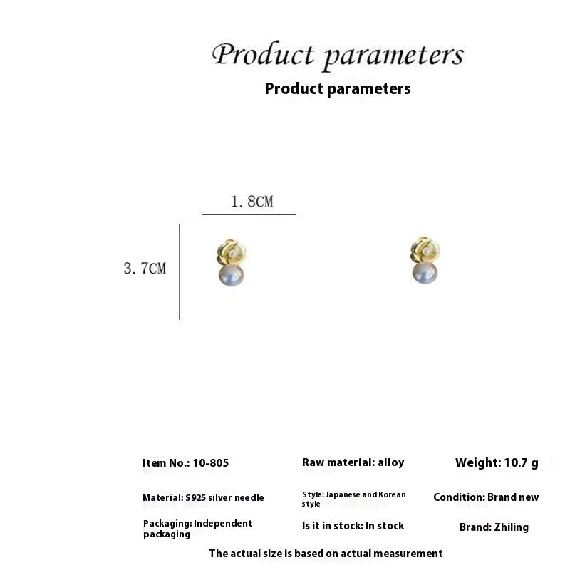 Product parameters of earrings including size, material, weight, and brand.