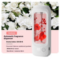 Automatic fragrance dispenser with red flowers on a white background