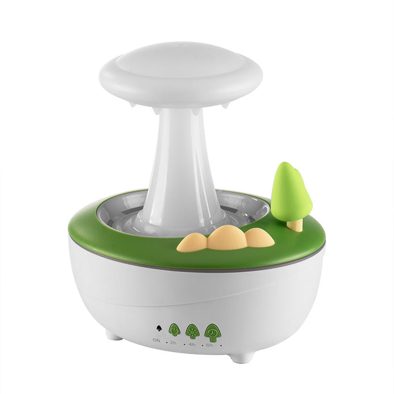 White and green humidifier with tree design on a white background