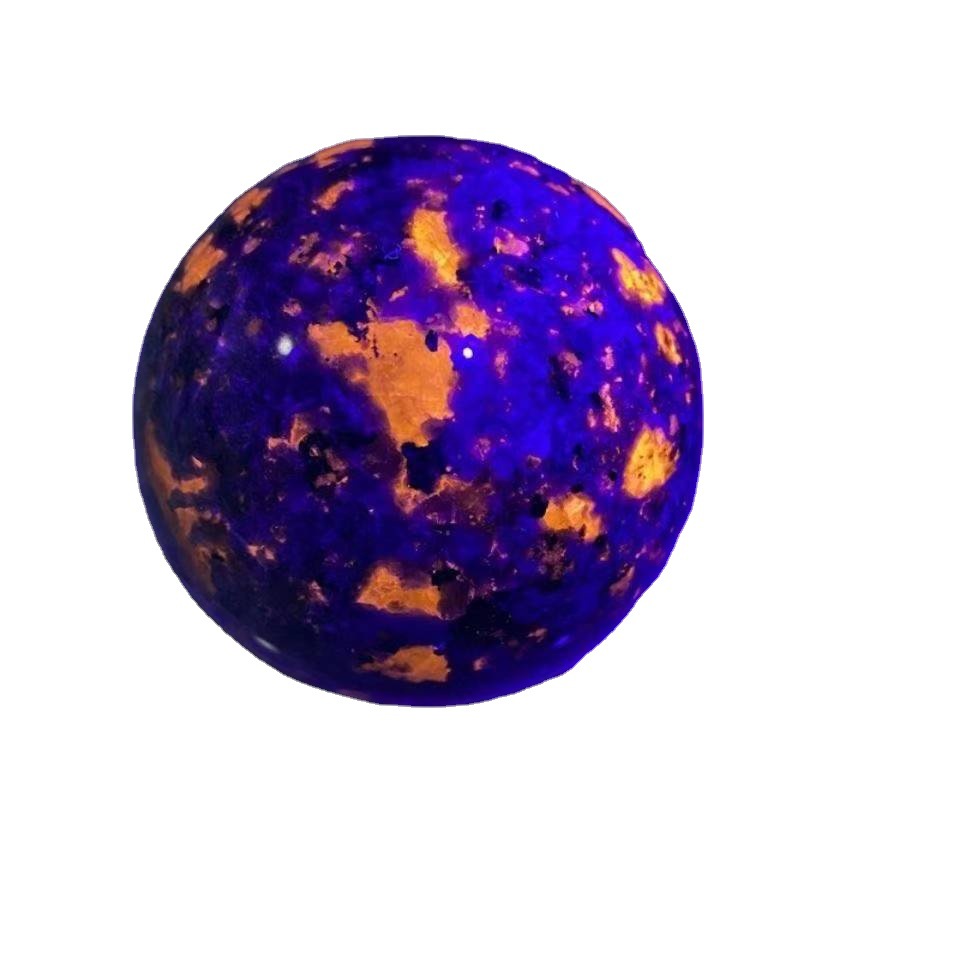 Purple and orange spherical object on a white background