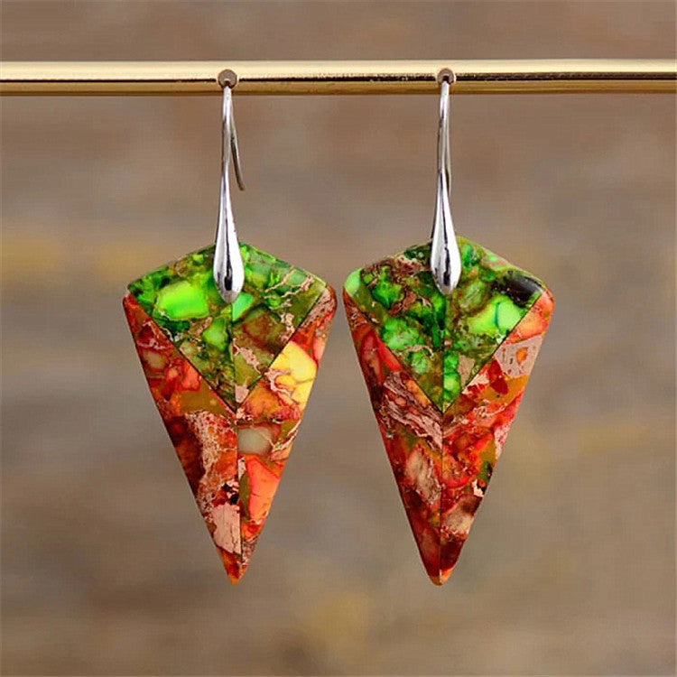 New Colorful Imperial Stone Earrings Geometric Irregular Drop Earrings