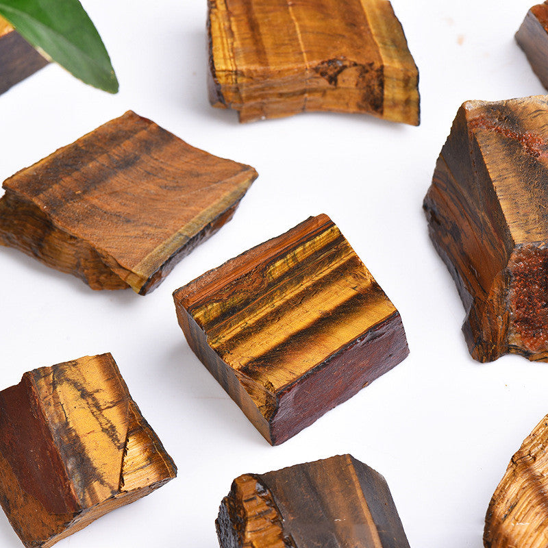 Tiger's eye crystals on a white background