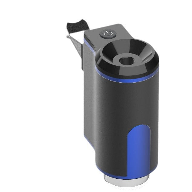 Black and blue electronic device on a white background