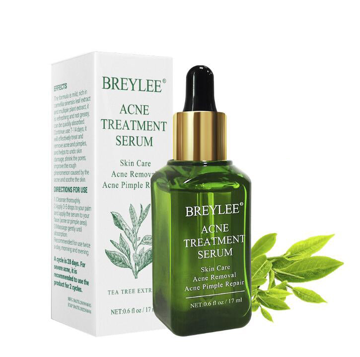 Breylee Acne Treatment Serum with dropper and packaging on a white background