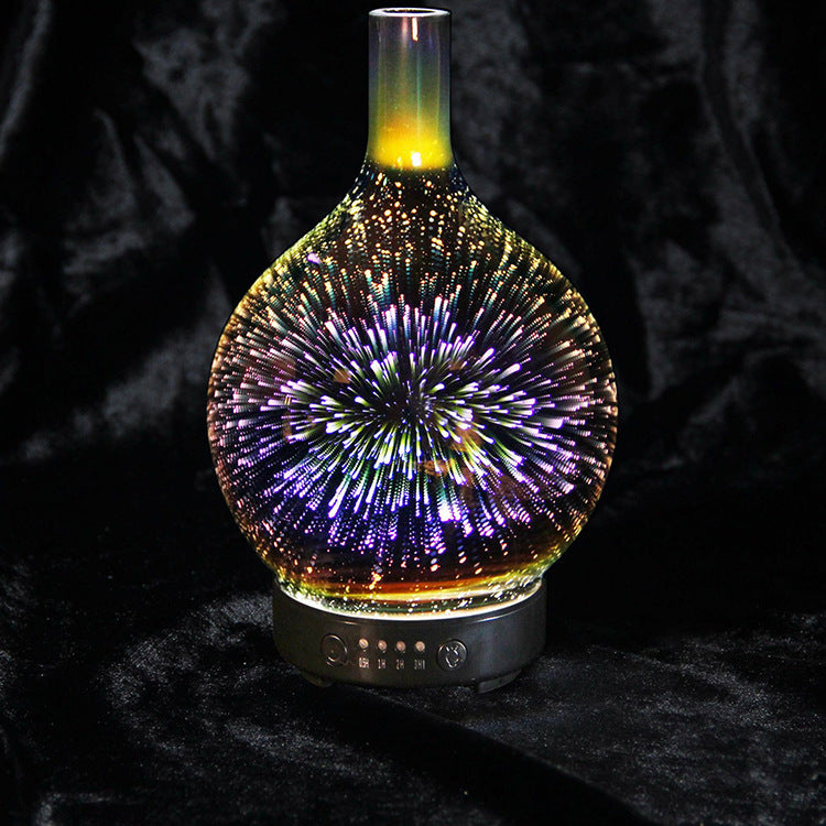 Colorful 3D glass orb with a dark background
