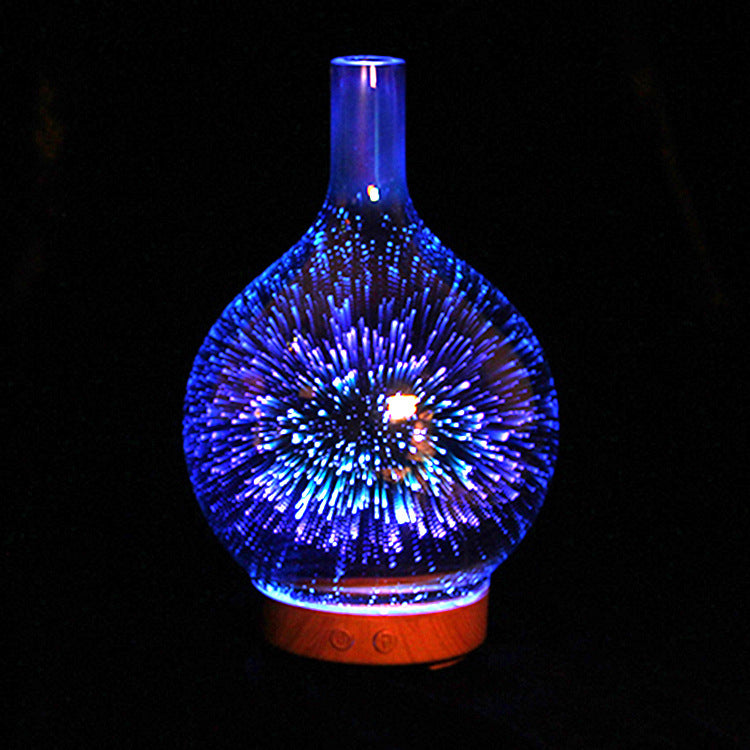 Decorative vase with fiber optic lighting on a black background