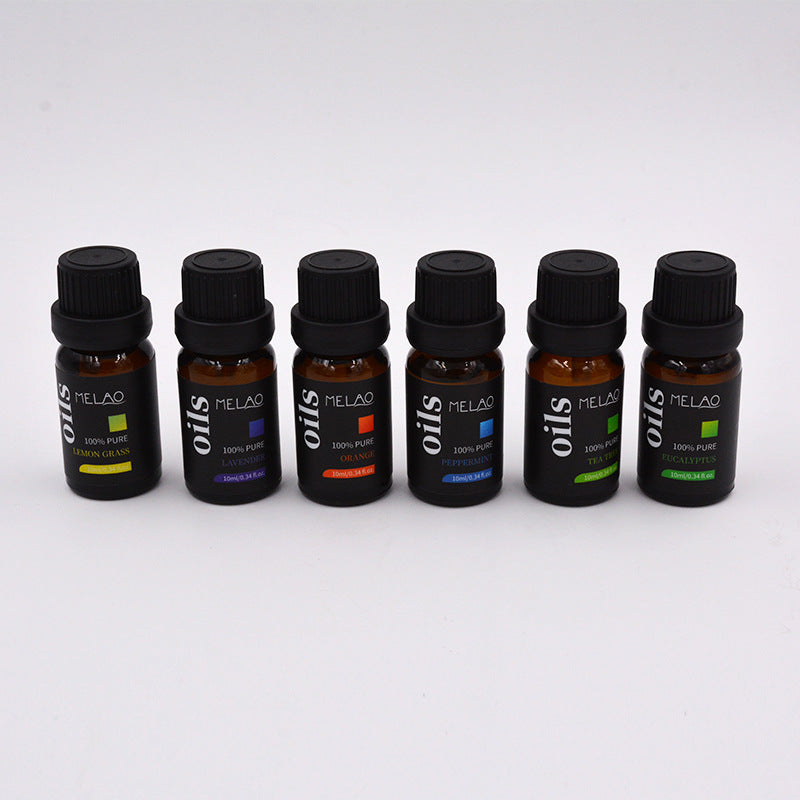 Set of Melao essential oil bottles on a white background