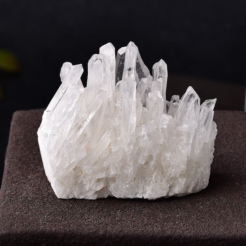 Crystal formation on a dark surface with a blurred background