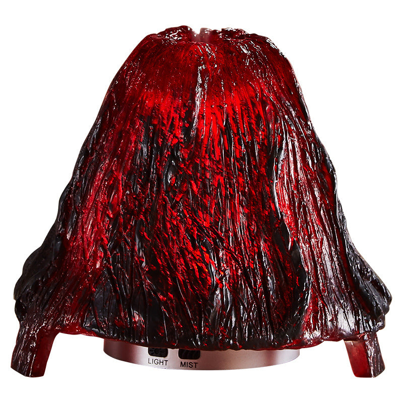 Red and black textured lampshade on a white background