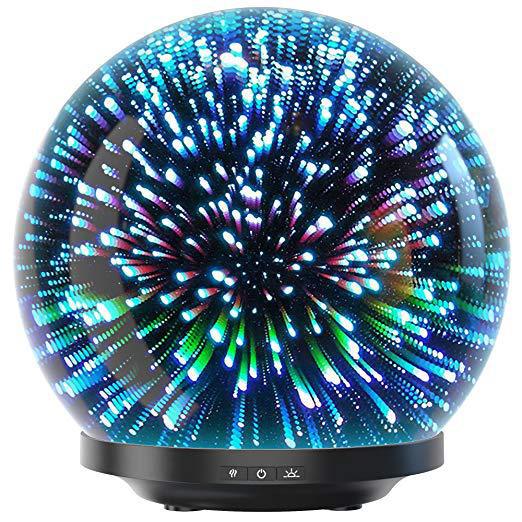 Colorful LED light ball with dynamic display on a white background