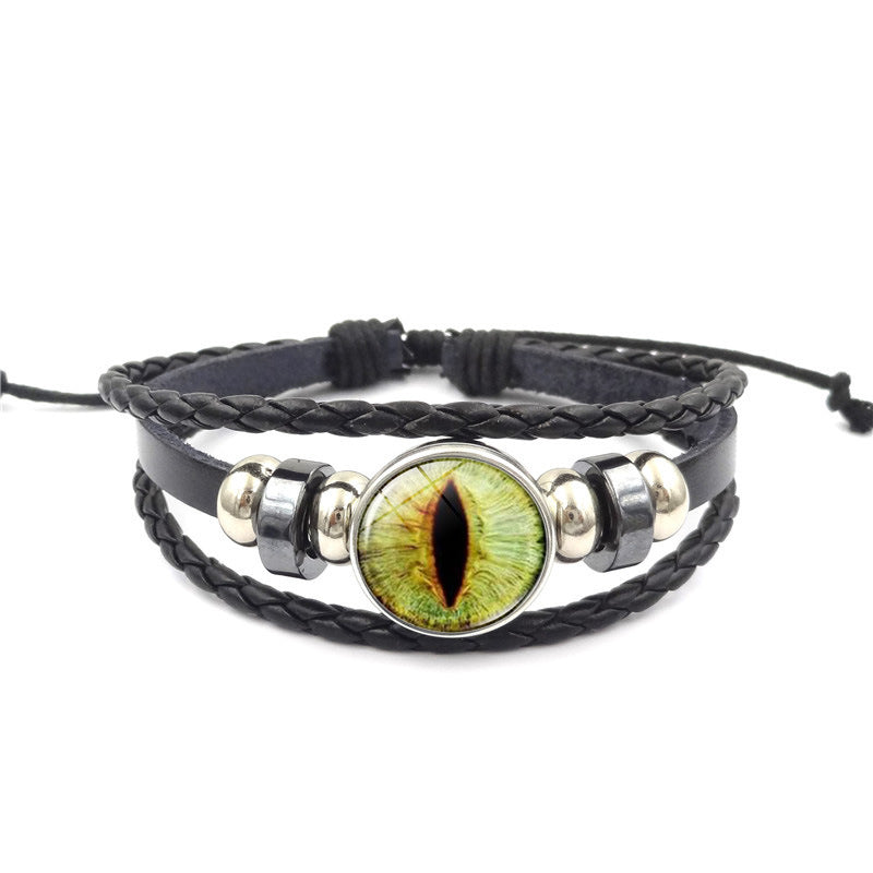 Bracelet with a cat eye design on a white background