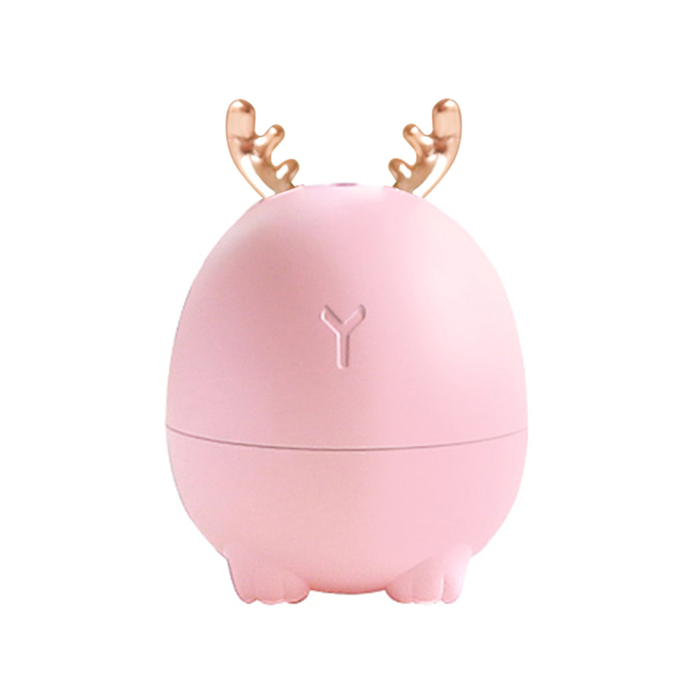 Pink handheld device with antler-like decorations on a white background