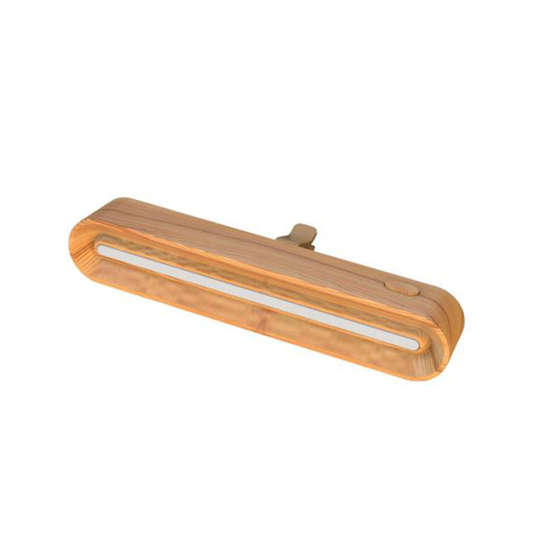 Wooden LED strip light on a white background