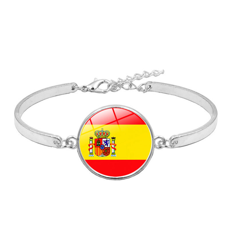 Bracelet with Spanish flag design on a white background