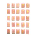 Set of pink rune stones with yellow symbols on a white background