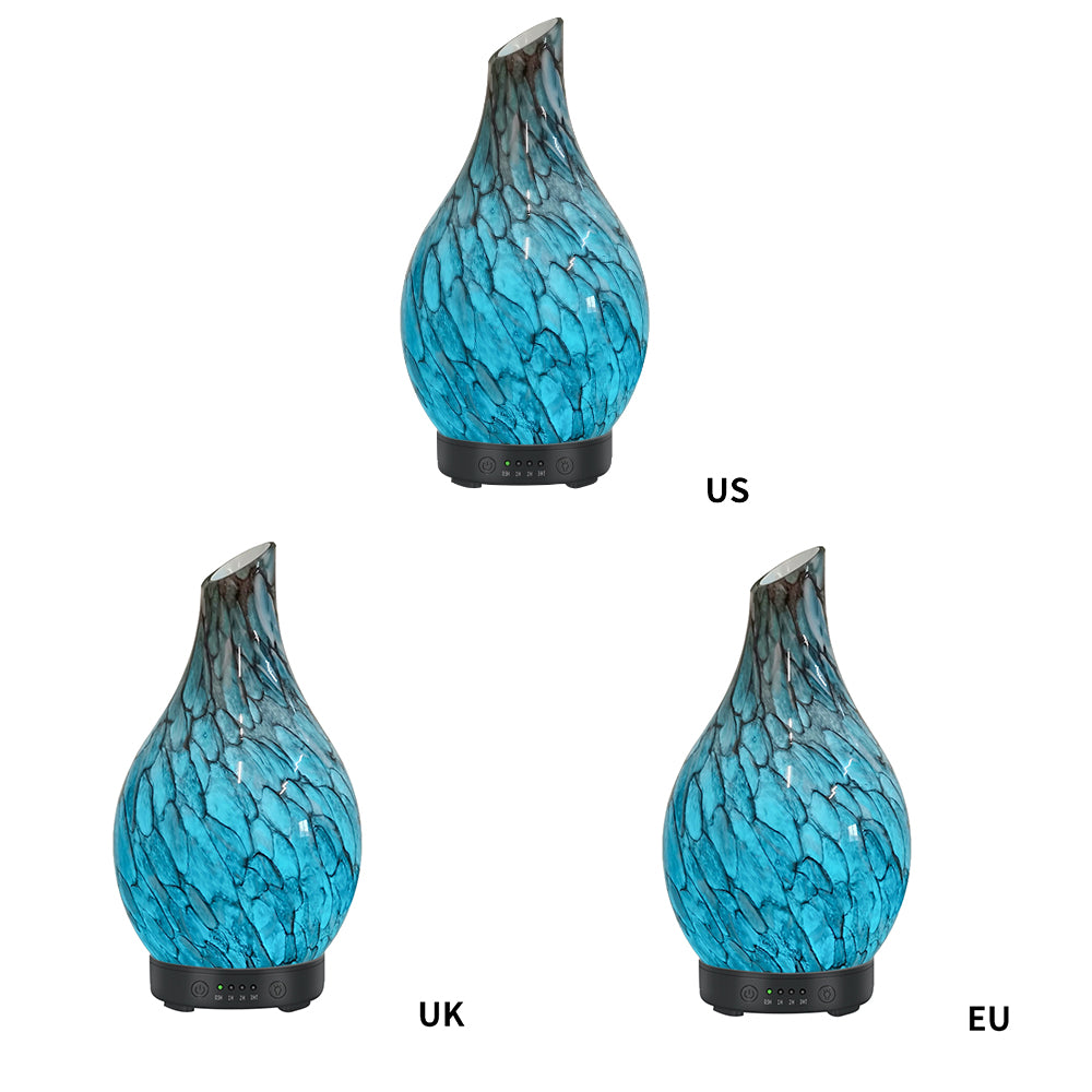 Three blue flame-shaped lamps with 'US', 'UK', and 'EU' labels on a white background.