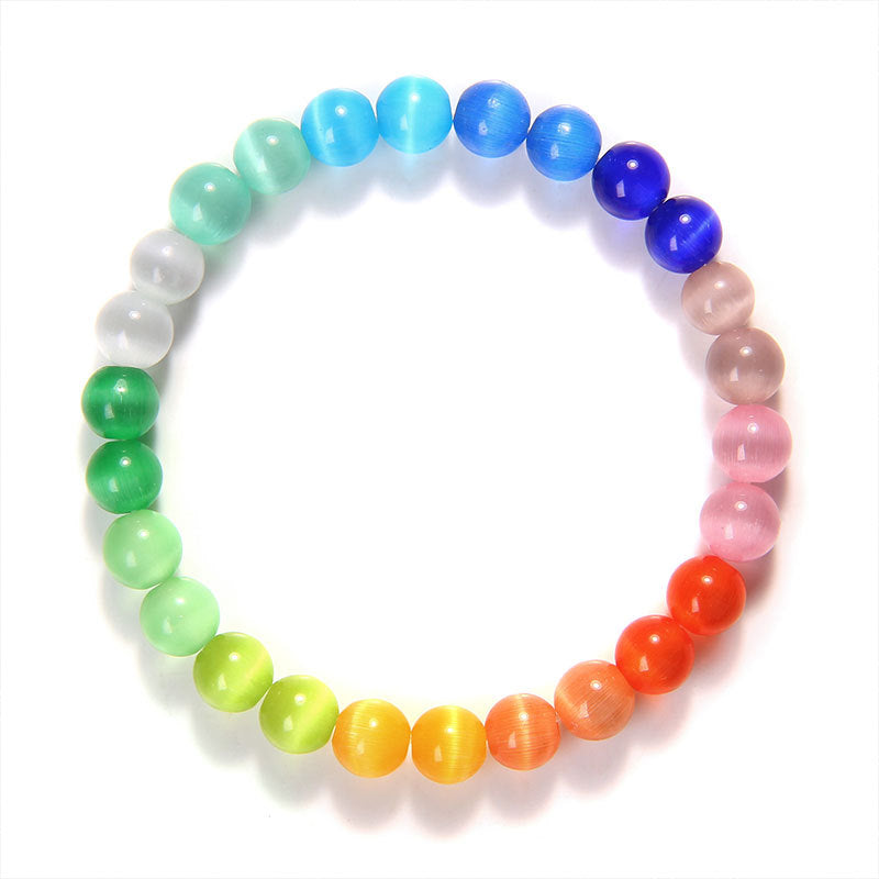 Multicolored beaded bracelet on a white background