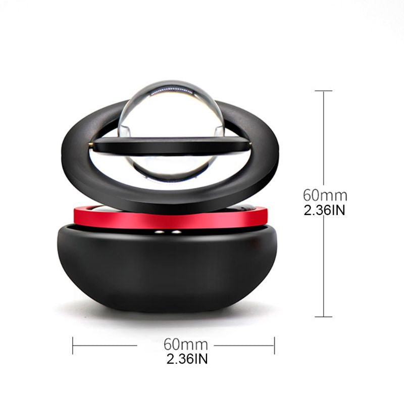 Black and red ring-shaped object with measurements on a white background