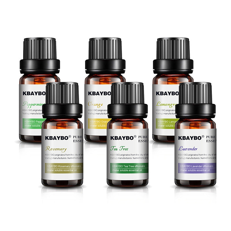 Set of KBAYBO essential oil bottles on a white background