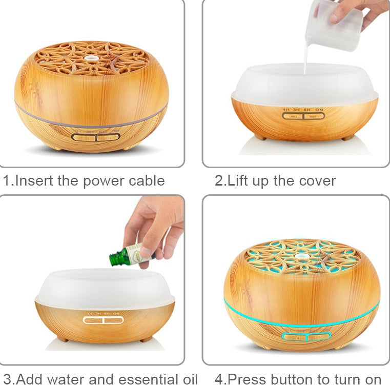 Wooden diffuser with step-by-step instructions on how to use it.