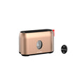 Rose gold humidifier with remote control on a white background