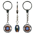 Three keychains with circular designs and 'I Love You 3000' text on a white background