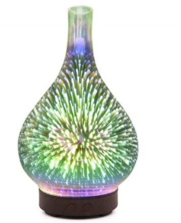 Decorative lamp with colorful, fireworks-like pattern on a white background