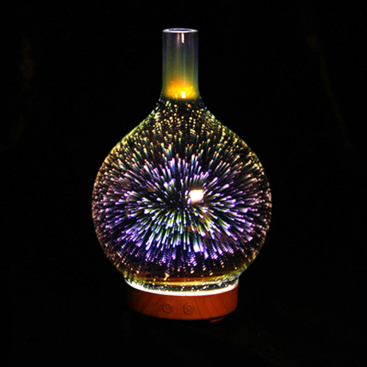 Decorative lamp with colorful, sparkling design on a black background