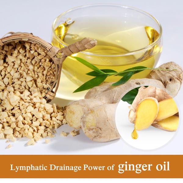 Glass of ginger tea with ginger root and slices on a white background