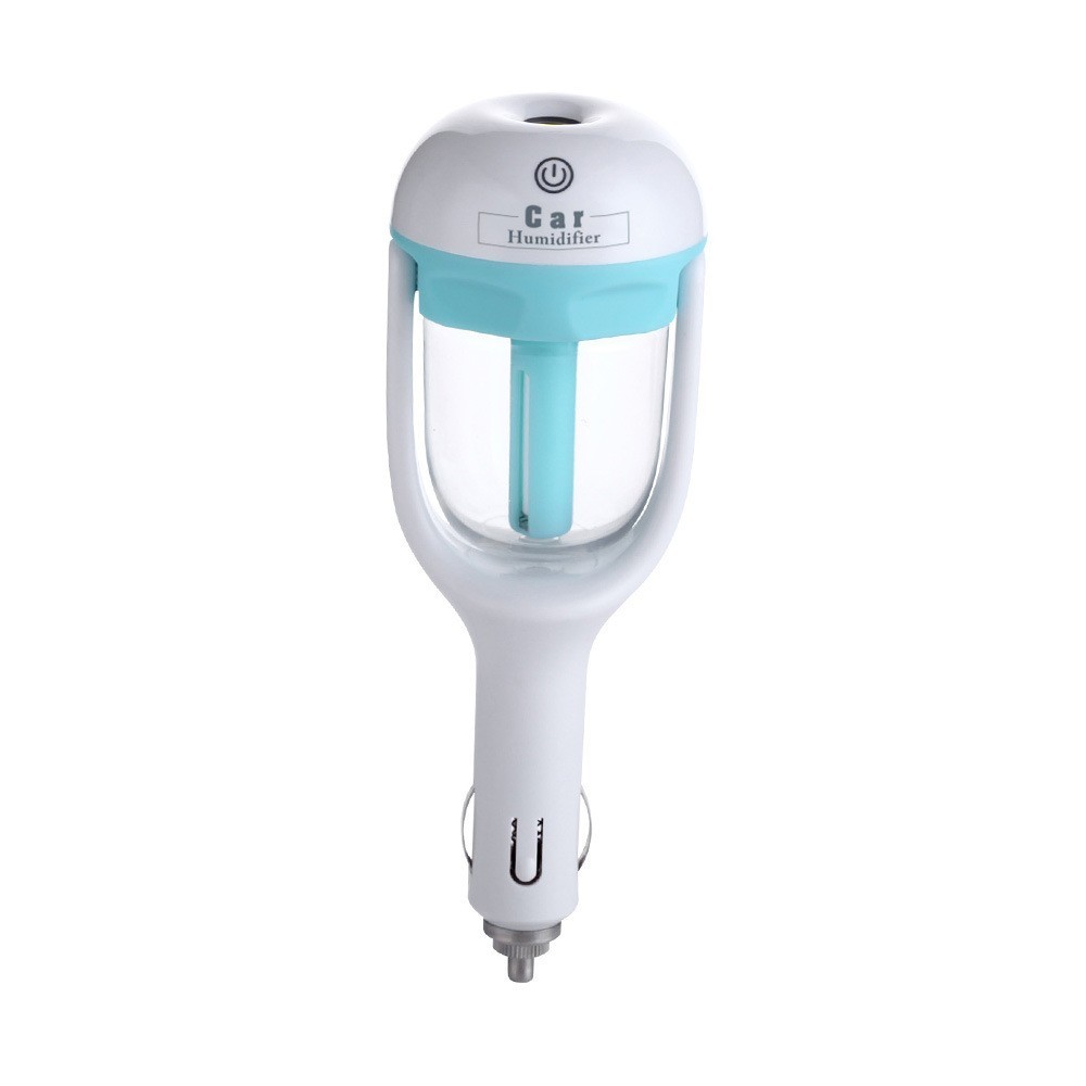 Car humidifier with white and blue design on a white background