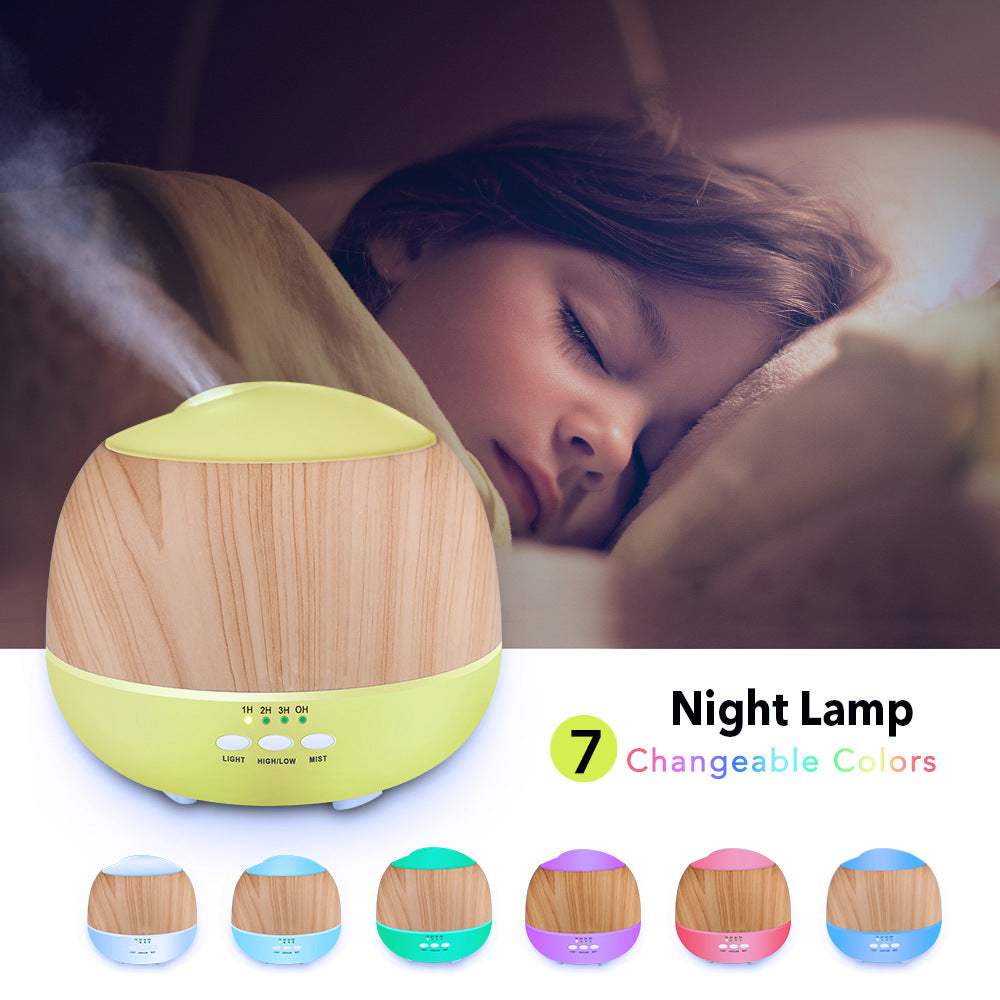 Child sleeping with a night lamp emitting different colors