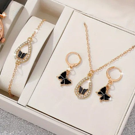 Jewelry set with butterfly charms in a box