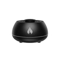 Black humidifier with a flame logo on a white background