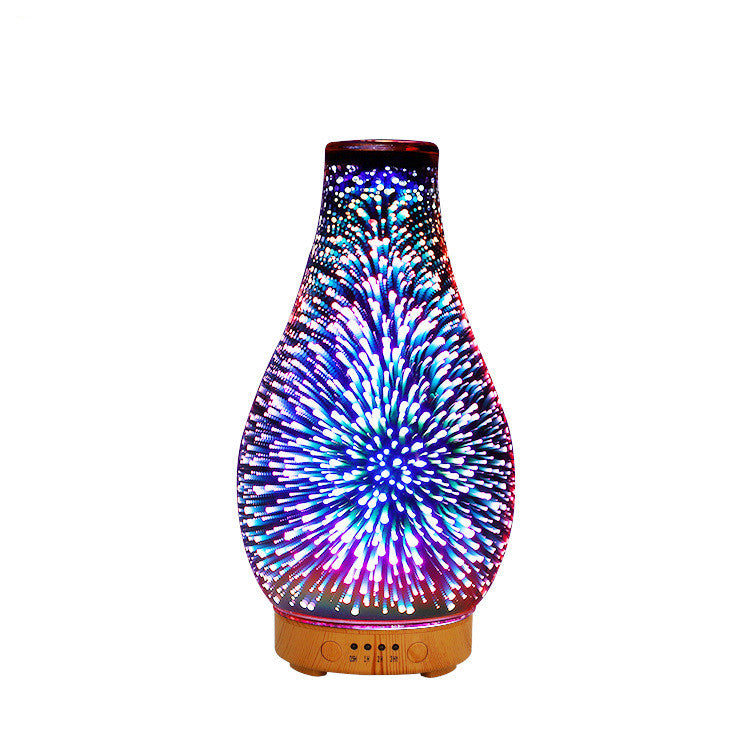 Decorative lamp with colorful firework design on a white background