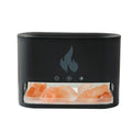 Black electronic device with a flame icon and pink Himalayan salt crystals on a white background