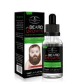 Beard growth product with bottle and packaging on a white background