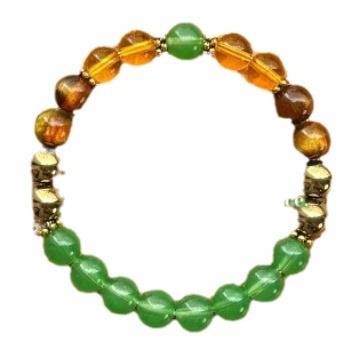 Multicolored beaded bracelet on a white background
