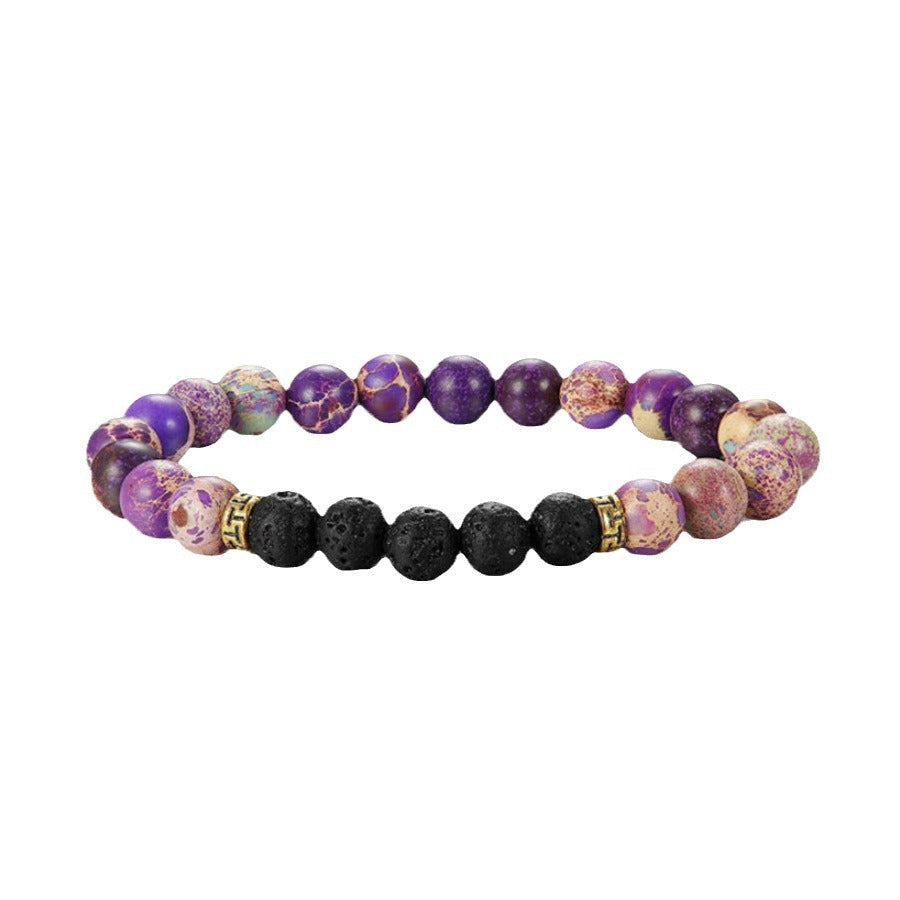 Multicolored beaded bracelet on a white background