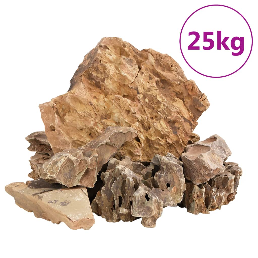 Large brown rock with a 25kg label on a white background