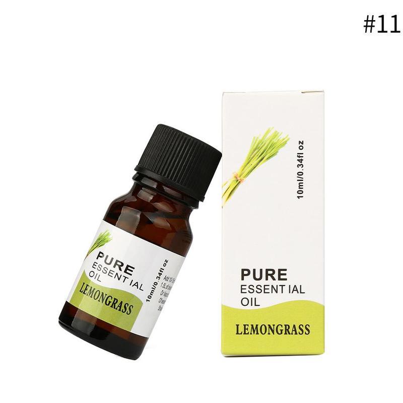 Bottle and box of pure lemongrass essential oil on a white background