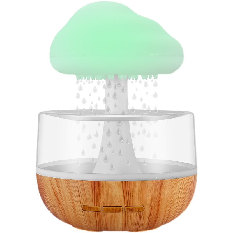 Mushroom-shaped humidifier with wooden base on a white background