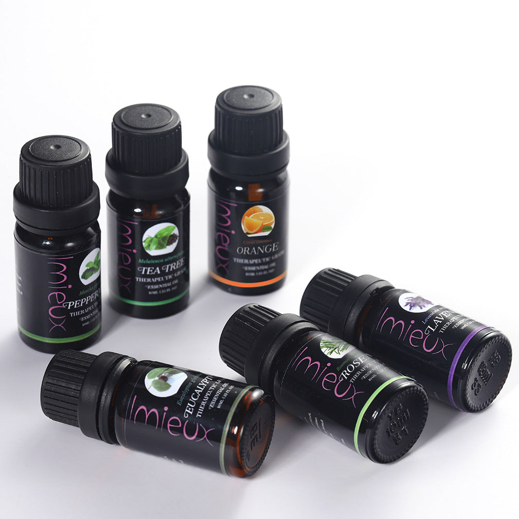 Collection of Imieux essential oil bottles on a white background