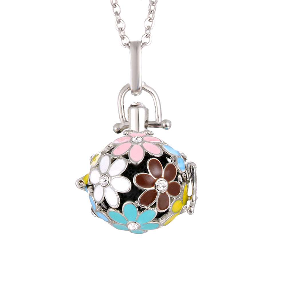 Colorful floral pendant on a white background
