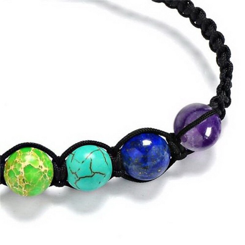 Bracelet with colorful beads on a white background