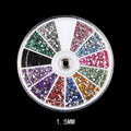 Wheel of multicolored rhinestones with a black background