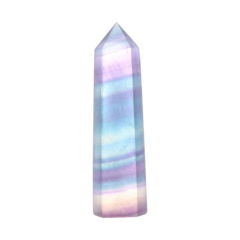Multicolored crystal tower on a white background