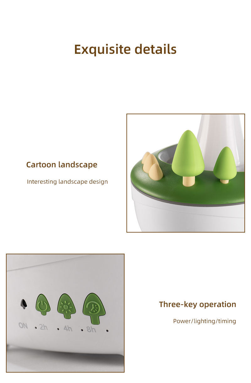 Product with cartoon landscape design and three-key operation on a white background
