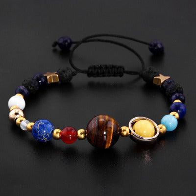 Bracelet with colorful beads on a black background
